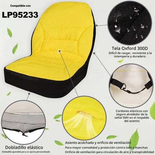 Vista 3 de Funda de Asiento Grande Acolchada con Respaldo de Asiento de Hasta 18'' de Alto Compatible con John Deere LP95233 para Tractor Utilitario Compacto