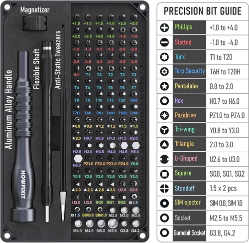 Vista 4 de HowFixit PRO MAX - Juego de destornilladores de precisión 106 en 1 para iPhone, Smartphone, MacBook, laptop, tableta, cámara, interruptor, PS5