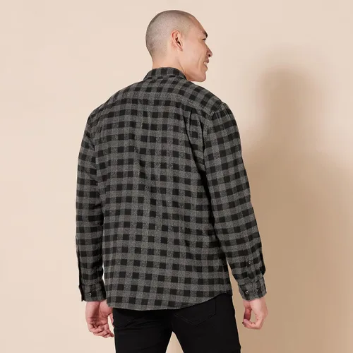 Vista 3 de Tienda Essentials Camisa de franela de manga larga para hombre (disponible en tallas grandes y altas)