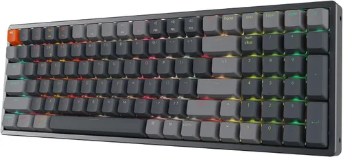Vista 7 de Teclado mecánico Keychron K4 RGB intercambiable en caliente, teclado de computadora 96% layout Bluetooth inalámbrico/USB con cable con interruptor