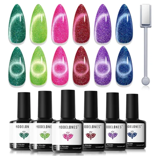Vista 12 de modelones Imanes de uñas con imán de ojo de gato, ojo de gato, color marrón Juego de imanes de ojo de gato rosa bebé A A A