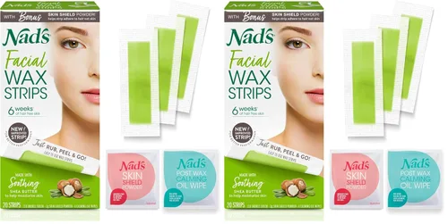 Vista 12 de Nad's Tiras de cera facial, hipoalergénicas para todo tipo de piel, depilación facial para mujeres, kit de depilación en casa con 20 tiras de cera