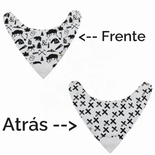 Vista 4 de Pickle & Olive Baberos reversibles para dentición para bebés, mordedor en forma de corazón, monocromático, juego de 2