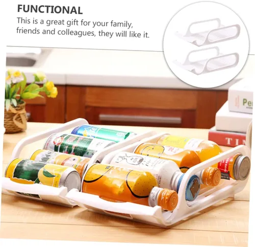 Vista 2 de 2 soportes de plástico apilables para latas, color blanco, contenedores de almacenamiento para refrigerador