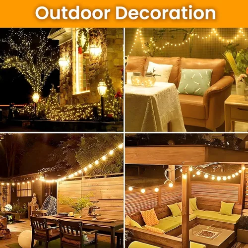 Vista 6 de Dailyart Guirnalda de luces tipo globo, 100 luces LED de 59 pies, impermeables, con enchufe, 8 modos con control remoto, brillo ajustable
