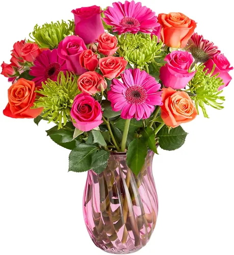 Vista 9 de 1800 flores – Ramo individual de flores vibrantes (florero transparente incluido) Flores de primavera recién cortadas para entrega Regalo