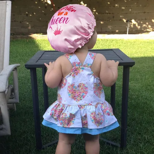 Vista 6 de Juego de capó para bebé, gorro para dormir, gorro para el pelo del bebé, para mujeres, niñas, niños, rizado, reversible, ajustable, color rosa Corona