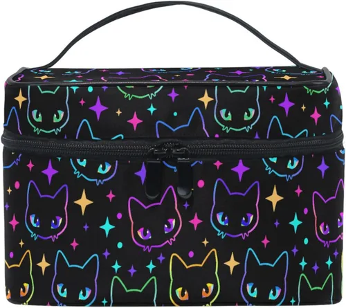 Vista 19 de Bolsa de Maquillaje, Estuche de Maquillaje Organizador de Viaje con Diseño de Calavera y Flores, Estuche de Cosméticos, Bolsas de Aseo para Niñas