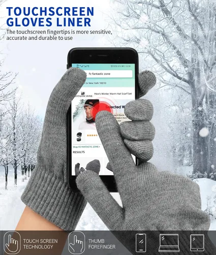 Vista 3 de FZ FANTASTIC ZONE Guantes mágicos de lana para pantalla táctil de invierno para mujer con forro polar cálido para mujer