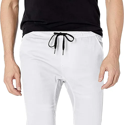 Vista 3 de Pantalones de sarga para hombre, ajuste delgado y elástico suave