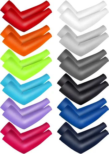 Vista 8 de 12 pares de mangas de brazo deportivos para niños, mangas de brazo para baloncesto y béisbol, con protección UV, protección solar, refrigeración