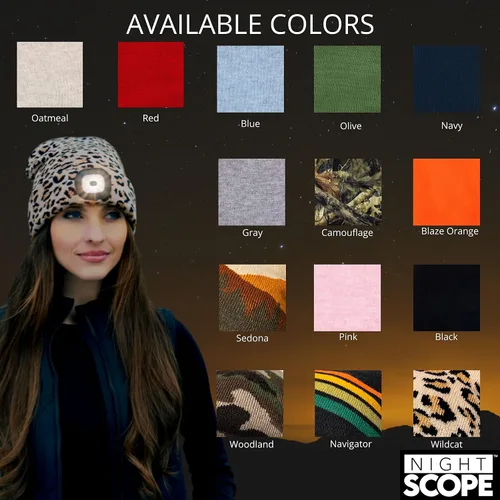 Vista 4 de Night Scope Rechargeable LED Warm Knit Beanie foe Women Men