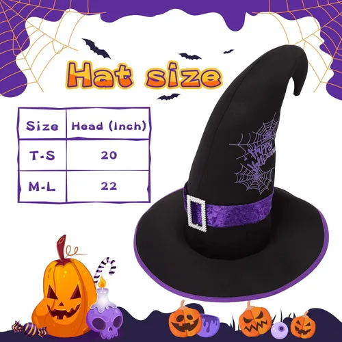 Vista 8 de Twister.CK Witch Costume for Girls Kids, Halloween Party Fancy Dress Up Deluxe Set with Hat Skirt for Girls