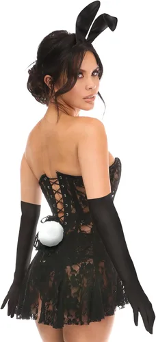 Vista 4 de Daisy corsés traje de conejo negro 4 PC sexy para mujer pequeño