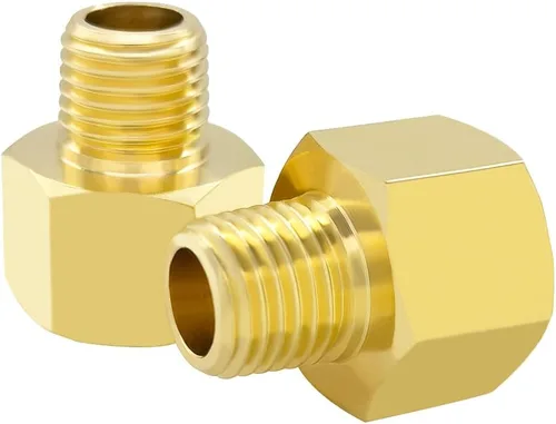 Vista 10 de Hooshing 2 piezas de adaptador reductor de rosca macho 1/4" NPT a hembra 1/2" NPT para tubería de latón