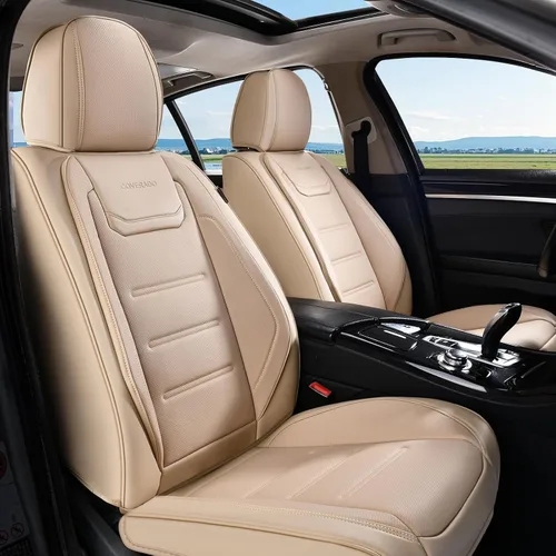 Vista 9 de Coverado Juego completo de fundas de asiento de automóvil, protector impermeable para asiento de automóvil, cojín de asiento de cuero, fundas
