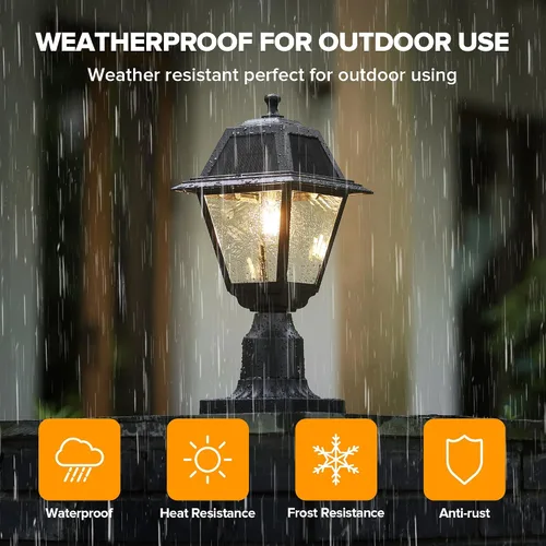 Vista 6 de LUTEC Luz de Poste Solar LED, Luz de Poste de Lámpara Solar de Aluminio Fundido, Cabezal de Luz de Poste Impermeable del Atardecer al Amanecer, 200