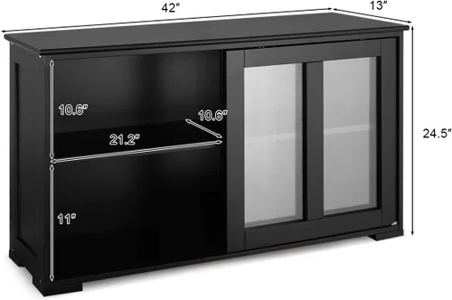 Vista 3 de Gabinete de buffet apilable, aparador de cocina moderno Negro