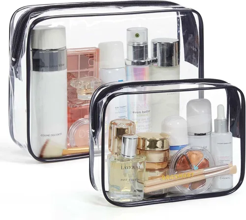 Vista 13 de BAGSMART Neceser transparente con asa, paquete de 2 unidades, aprobado por Negro Absoluto