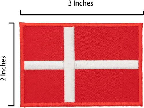 Vista 2 de A-ONE - Parche de escudo de barco dragón de Dinamarca + insignia bordada de la bandera de Dinamarca + pin de solapa de la bandera de Dinamarca