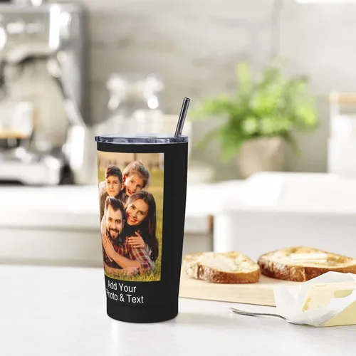 Vista 7 de Vaso de café personalizado con foto personalizada con cara, tazas con tapas y pajitas para mujeres y hombres, regalo de cumpleaños y Navidad