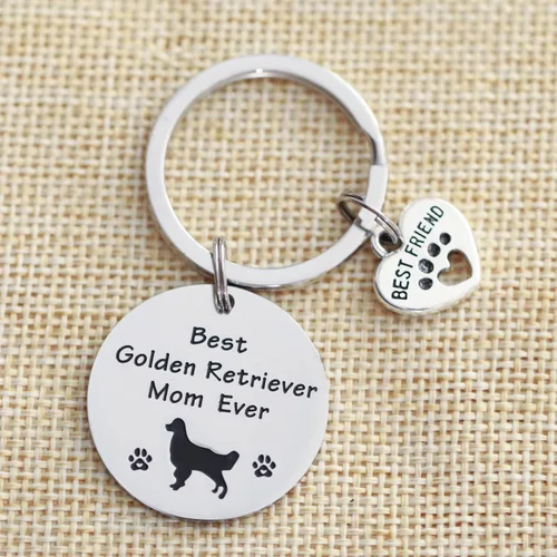Vista 7 de VALAFO Regalo para amantes de Golden Retriever para mujeres, ideas de llaveros, artículos de mercancía, adornos de mamá Golden Retriever, Acero