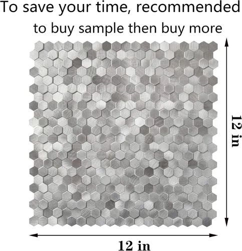 Vista 5 de KASARO Azulejos para salpicadero autoadhesivos, 12 x 12 pulgadas, panel de pared de mosaico de metal hexagonal plateado 3D de 12 x 12 pulgadas