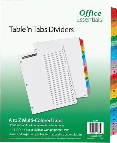 Vista 4 de Office Essentials 11677 Table 'n Tabs divisores, 26 pestañas, letra