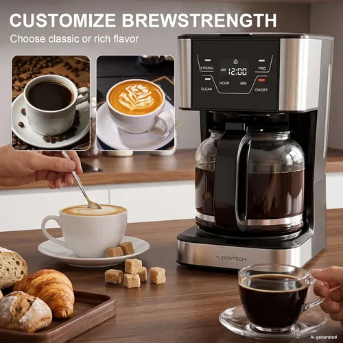 Vista 7 de Cafetera de goteo con pantalla táctil de 12 tazas, cafetera programable