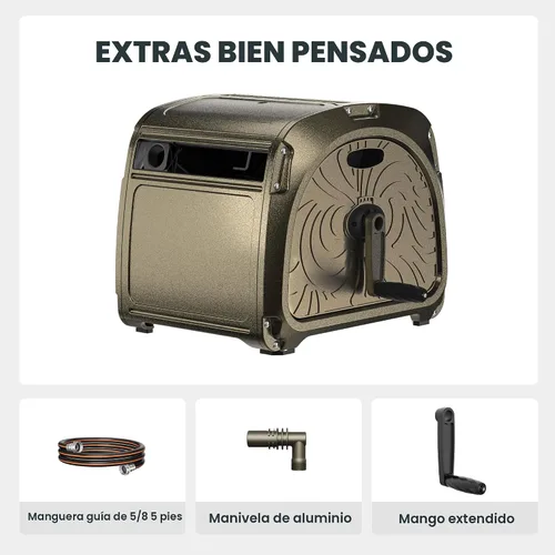 Vista 8 de Giraffe Tools SW5 Caja de carrete de manguera de metal, carrete de almacenamiento de manguera de jardín resistente, mango de manivela, capacidad