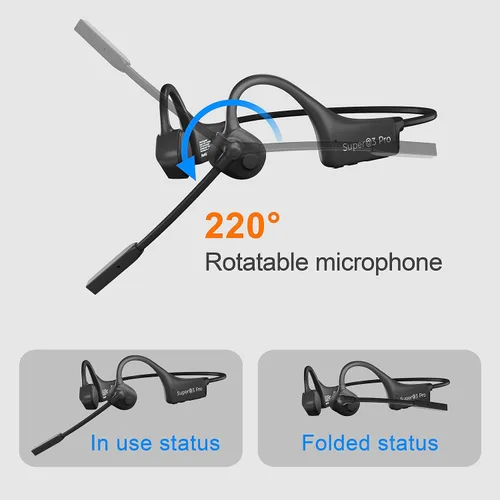 Vista 2 de Auriculares Bluetooth de conducción ósea con micrófono ENC Boom Mic Auriculares inalámbricos para computadora con micrófono Cancelación de ruido