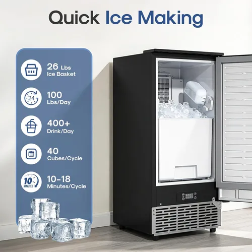 Vista 2 de ICEPURE Máquina de hielo debajo del mostrador de 15 pulgadas con bomba