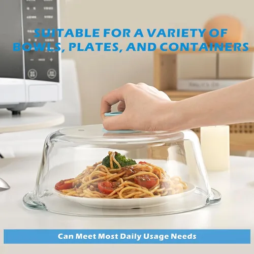 Vista 8 de Tapa alta de vidrio para microondas contra salpicaduras para alimentos con orificio de ventilación 100% segura para alimentos, tapa protectora