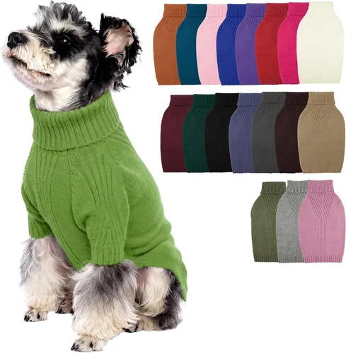 Vista 43 de IECOii Suéter de perro salchicha de cuello alto para perros pequeños, medianos y hembras, elástico y transpirable, abrigo de punto cálido, para Negro