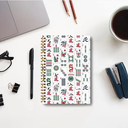 Vista 3 de Mahjong Accessories Notebook, Mahjong Gifts for Women Journal, Gifts for Mahjong Players Journal, Mahjong Hardcover Spiral Notebooks 5.5x8.3 Inch