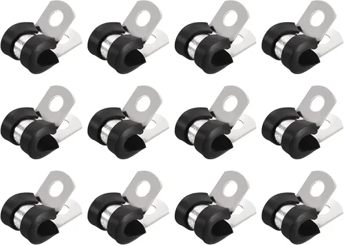 Vista 51 de uxcell Abrazadera de tubo de acero inoxidable en forma de R de 1-1/2 pulgadas (1.496 in) con aislamiento acolchado de goma