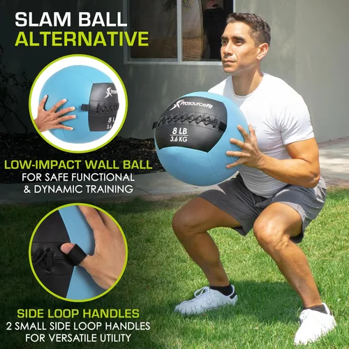 Vista 5 de ProsourceFit Bolas medicinales blandas, bolas de pared y ejercicios dinámicos de cuerpo completo, pesos codificados por colores: 6, 10, 14, 20 Lb.