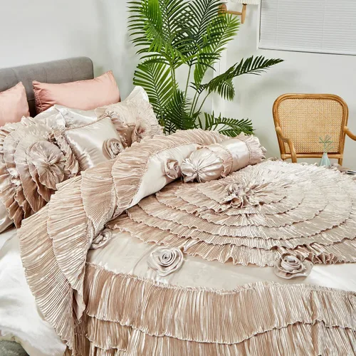 Vista 10 de Tache Home Fashion Juego de edredón victoriano de 6 piezas, diseño floral, color canela, tamaño Queen, Cinnamon Chai, 2 (VEMA1612-Q)