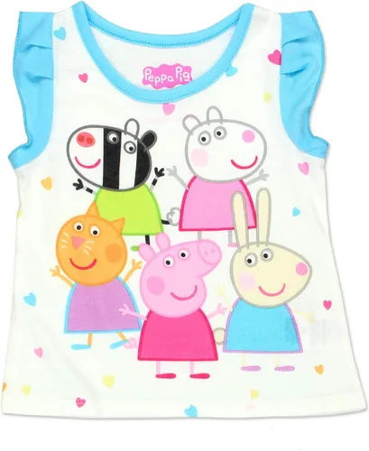 Vista 3 de Peppa Pig Pijama de poliéster suave para niñas pequeñas, Azul Patchwork