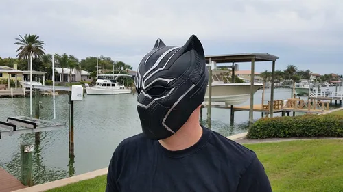 Vista 2 de Superhero Panther Mask Halloween Soft Latex Overhead Helmet Mask