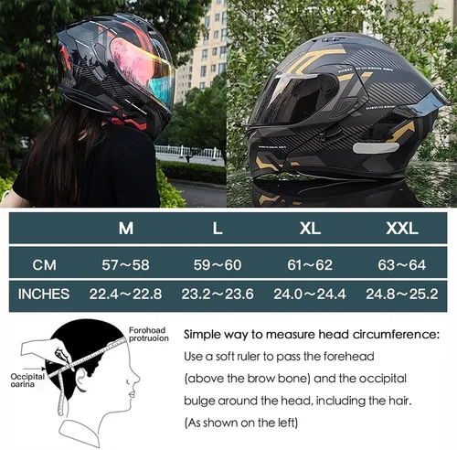Vista 6 de Casco de motocicleta modular con Bluetooth, aprobado por DOT, casco de cara completa abatible, con visera doble, altavoces duales y micrófono
