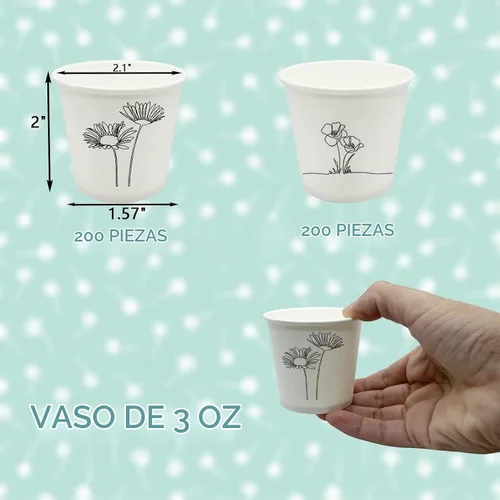 Vista 2 de Rainmae Paquete de 400 vasos de papel pequeños de 3 onzas, vasos desechables de papel de primera calidad, vasos pequeños para enjuague bucal