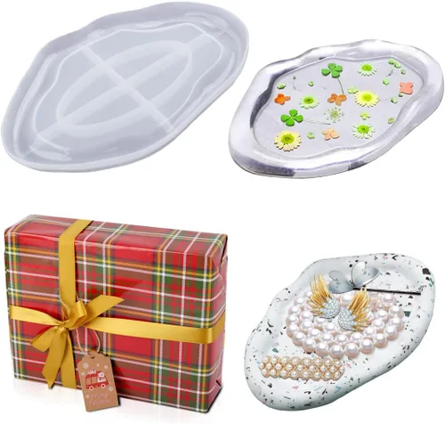 Vista 9 de Molde de resina ovalada irregular para bandeja de fruta, molde de resina para posavasos de resina de silicona para fundición de epoxi, caja