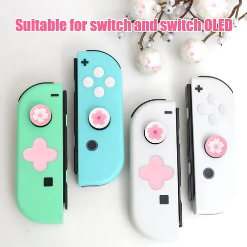 Vista 6 de Tapas de agarre para el pulgar, bonitos agarres para Nintendo Switch, funda de silicona suave compatible con Nintendo SwitchSwitch OLEDSwitch Lite