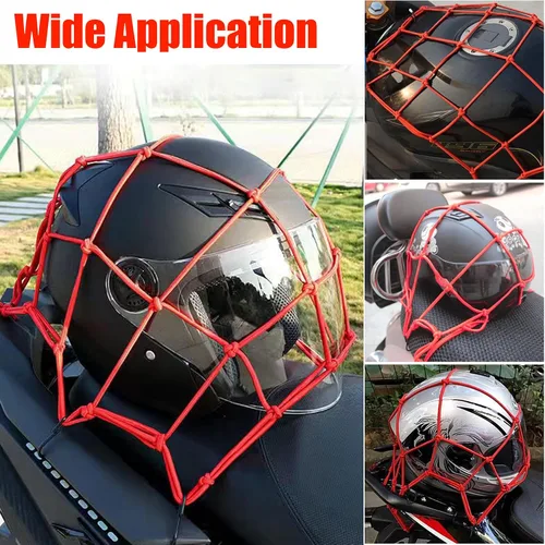 Vista 5 de Amiss 2 paquetes de red elástica de carga para motocicleta de 15 x 15 pulgadas, red elástica resistente con 6 ganchos de plástico ajustables, red