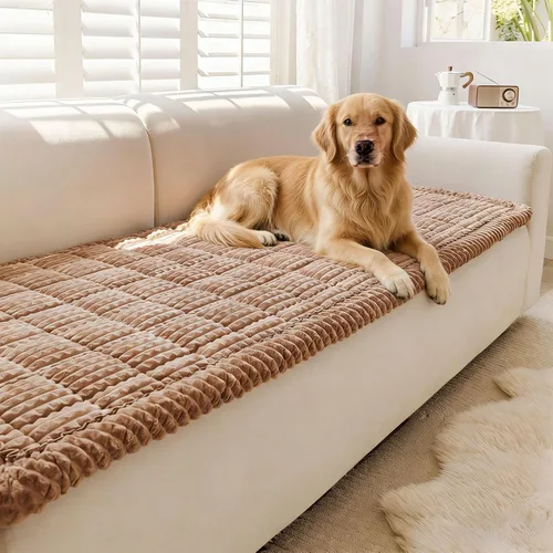 Vista 9 de Funda para sofá para perros lavable, fundas para sofá para mascotas antideslizantes para sofá, manta para sofá de perro peluda para protector de Gris