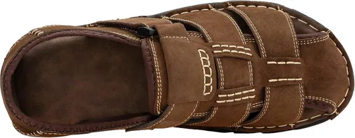 Vista 5 de Jousen Sandalias de cuero para hombre, sandalias de playa con punta abierta, sandalias deportivas de verano al aire libre
