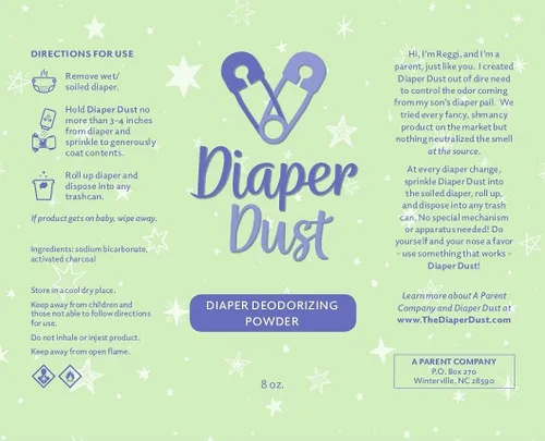 Vista 3 de Diaper Dust - Polvo desodorante para pañales con carbón activado - Eliminador de olores de pañales, no se necesita cubo de pañales, portátil y sin