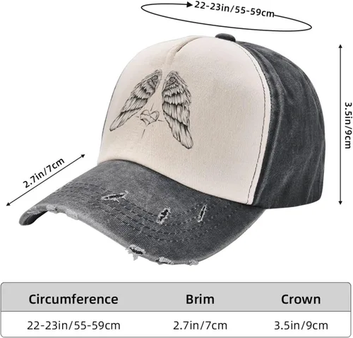 Vista 6 de Angel Wings and Heart Baseball Cap for Men Women Hats Adjustable Vintage Washed Cotton Dad Hat