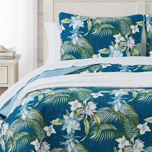 Vista 8 de Tommy Bahama - Juego de colcha tamaño Queen, ropa de cama reversible de algodón con fundas a juego, juego de ropa de cama transpirable para todas